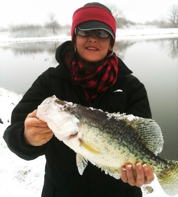 woman holding large crappie