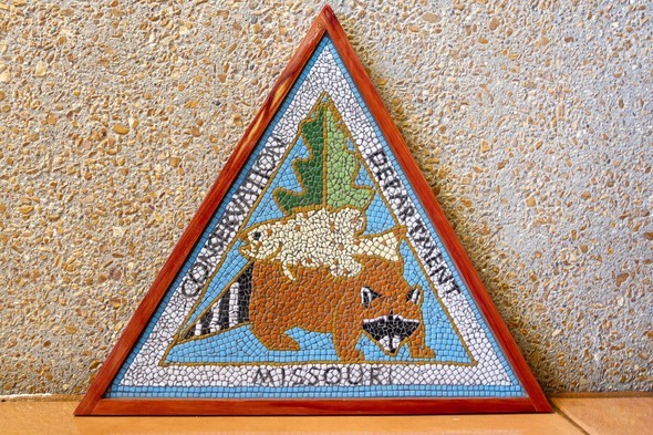 hand-made mosaic tile MDC logo