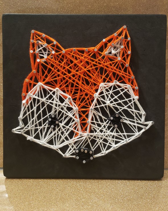 string art rendering of a red fox