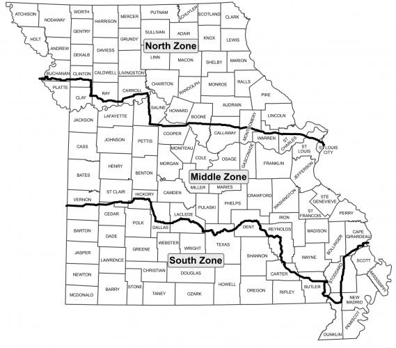Waterfowl Hunting Zones in Missouri 