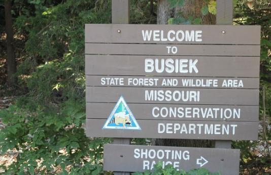 Busiek State Forest and Wildlife Area entrance sign
