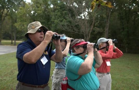 Birders with binoculars