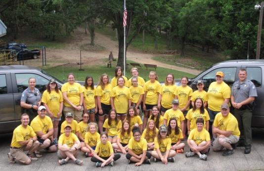 Group pic of participants at Discover Nature Girls Camp at Wappapello Lake.