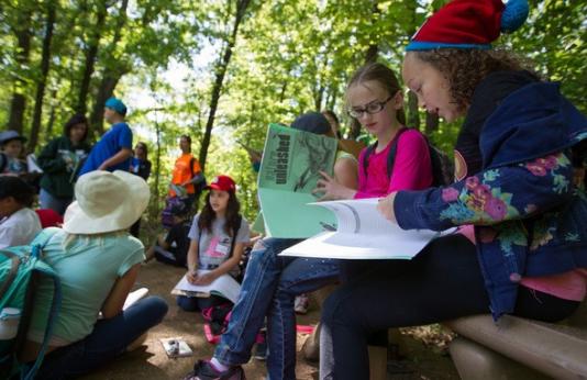 Students participating in an outdoor Discover Nature Schools program 