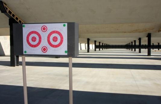 image of shooting range from shooter box